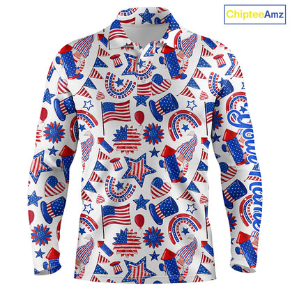 Mens golf polo shirts USA independence day pattern custom patriot team golf polo shirts NQS5780