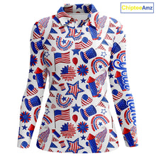 Load image into Gallery viewer, Women golf polo shirts USA independence day pattern custom patriot team golf polo shirts NQS5780