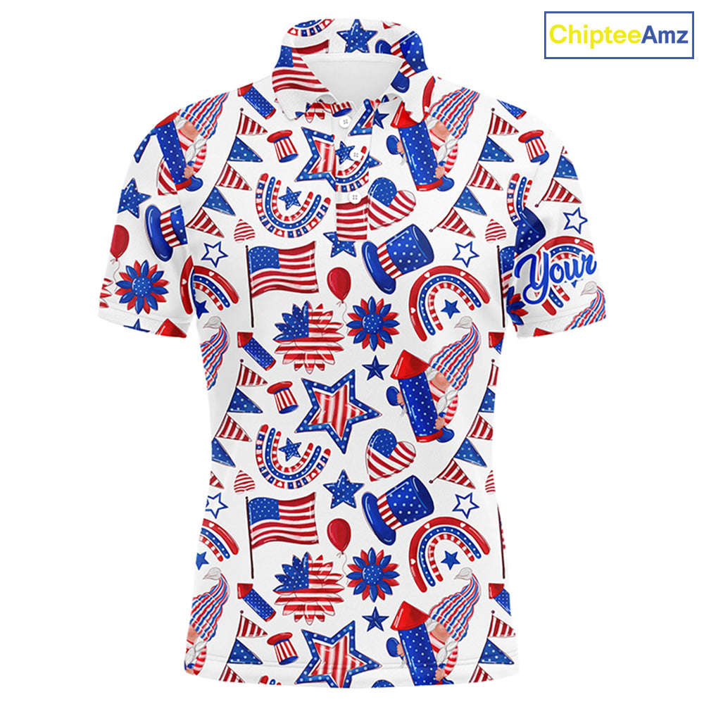 Mens golf polo shirts USA independence day pattern custom patriot team golf polo shirts NQS5780