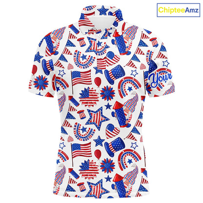 Mens golf polo shirts USA independence day pattern custom patriot team golf polo shirts NQS5780