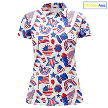 Load image into Gallery viewer, Women golf polo shirts USA independence day pattern custom patriot team golf polo shirts NQS5780