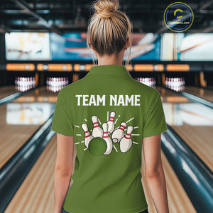 Retro Green argyle pattern Bowling shirts For Women custom bowling team jerseys Bowler Outfits NQS10152