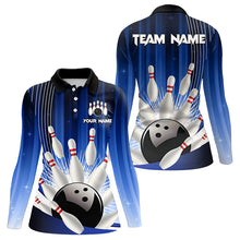 Load image into Gallery viewer, Bowling Polo, Quarter Zip shirts for Women Custom Team bowling jerseys, gift for bowlers | Blue NQS9221