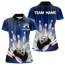 Load image into Gallery viewer, Bowling Polo, Quarter Zip shirts for Women Custom Team bowling jerseys, gift for bowlers | Blue NQS9221