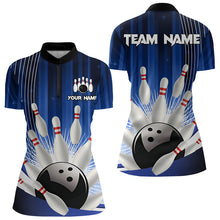 Load image into Gallery viewer, Bowling Polo, Quarter Zip shirts for Women Custom Team bowling jerseys, gift for bowlers | Blue NQS9221