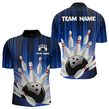 Load image into Gallery viewer, Bowling Polo, Quarter Zip shirts for men Custom Team bowling jerseys, gift for bowlers | Blue NQS9221