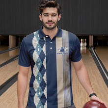 Load image into Gallery viewer, Retro Blue argyle pattern Bowling shirts For Men custom bowling team jerseys Mens Bowler Outfits NQS9411