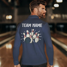 Load image into Gallery viewer, Retro Blue argyle pattern Bowling shirts For Men custom bowling team jerseys Mens Bowler Outfits NQS9411