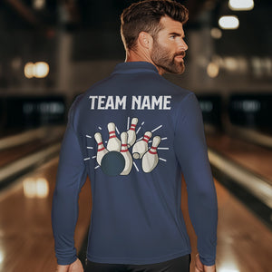 Retro Blue argyle pattern Bowling shirts For Men custom bowling team jerseys Mens Bowler Outfits NQS9411