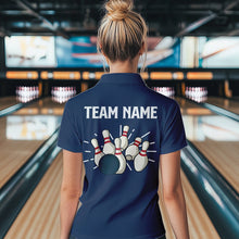 Load image into Gallery viewer, Retro Blue argyle pattern Bowling shirts For Women custom bowling team jerseys Bowler Outfits NQS9411