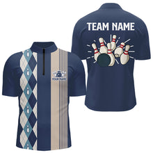 Load image into Gallery viewer, Retro Blue argyle pattern Bowling shirts For Men custom bowling team jerseys Mens Bowler Outfits NQS9411