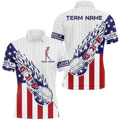 Personalized American flag patriot golf white mens golf polo shirts custom name golf gifts for men NQS8312