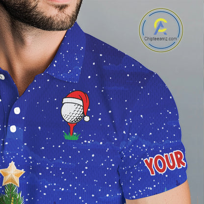 Funny Snowman Golf Blue Christmas Golf Polo Shirts For Men custom Christmas golf outfit, golfing gift NQS10912
