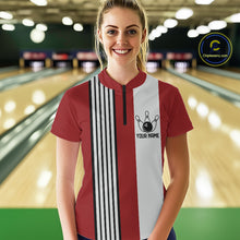Load image into Gallery viewer, Retro Black and red stripe Bowling shirts For Women custom bowling team jerseys Bowler Outfits NQS11096