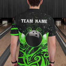 Load image into Gallery viewer, Black and Green Camo Bowling Polo, Quarter Zip Shirt For Men Custom Team Bowling Jersey bowlers outfit NQS9418