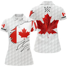 Load image into Gallery viewer, Personalized Canadian flag patriotic golf white Women golf polo shirts custom golf gift for ladies  NQS7663