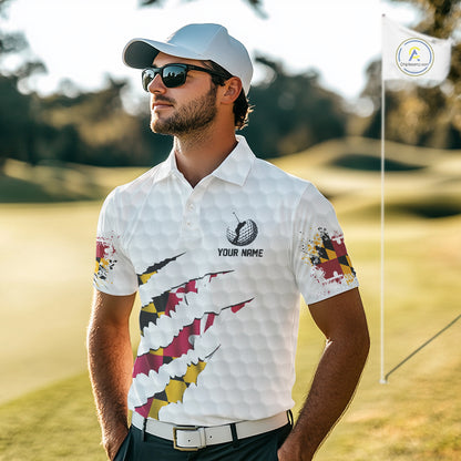 Personalized Maryland Flag Men golf polo shirts, Custom Patriotic Golf Team Shirts For men NQS10157