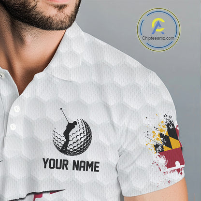 Personalized Maryland Flag Men golf polo shirts, Custom Patriotic Golf Team Shirts For men NQS10157