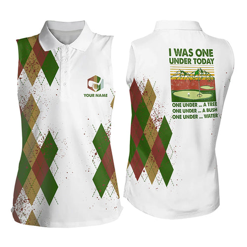 Funny Womens sleeveless polo shirt custom name I was one under today, one under a tree, bush and water NQS9223