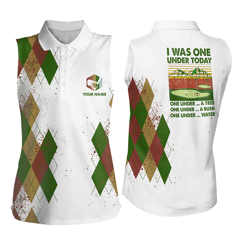 Funny Womens sleeveless polo shirt custom name I was one under today, one under a tree, bush and water NQS9223