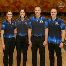 Load image into Gallery viewer, Black and Blue Bowling polo, Quarter zip Shirts for Women Custom Bowling Team jersey, Gift For Bowler NQS11299
