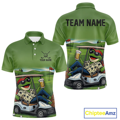Funny Green frog Mens Golf polo shirts Custom golf outfit for men, personalized golf gifts NQS11300