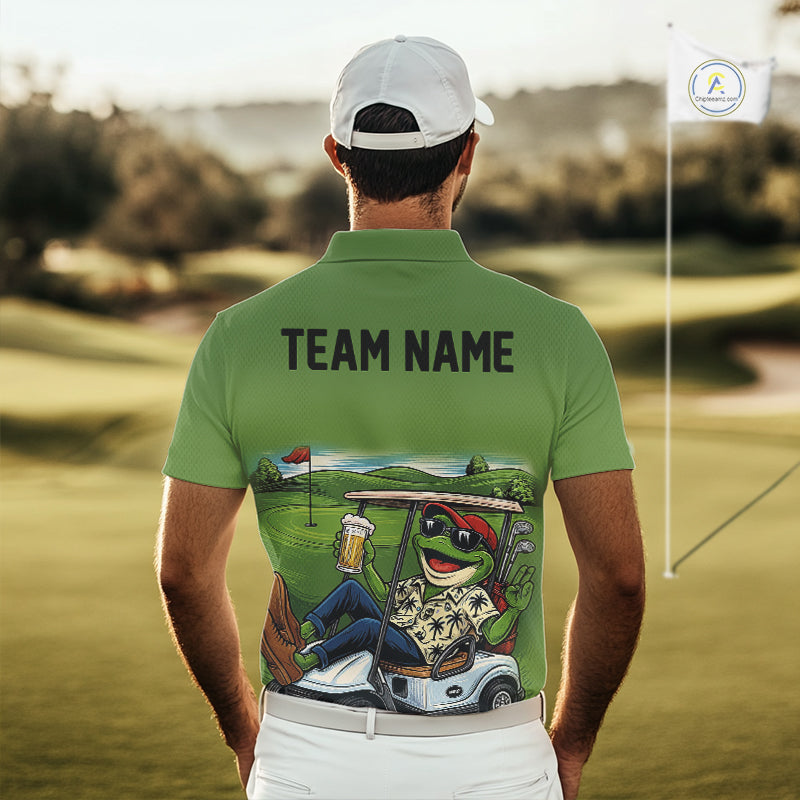 Funny Green frog Mens Golf polo shirts Custom golf outfit for men, personalized golf gifts NQS11300