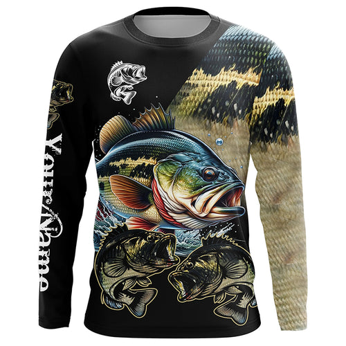 Largemouth Bass Fishing Scale Customize Name All Over Printed Shirts Personalized Fishing Gift NQS230