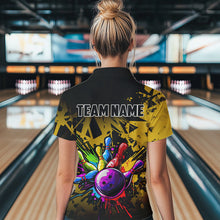 Load image into Gallery viewer, Colorful bowling jersey Polo, 1/4 Zip Shirt for Women Custom Bowling Team shirts for bowler| Yellow NQS9728