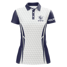 Load image into Gallery viewer, Blue Navy and White golf ball Womens golf polo shirts custom golf clothing for women, gifts for ladies NQS7871