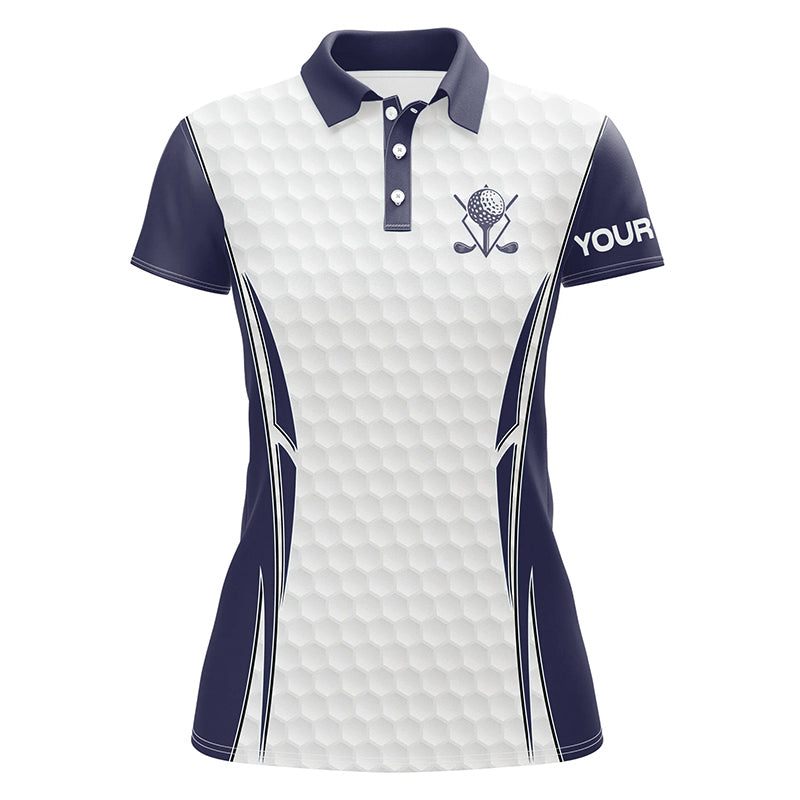 Blue Navy and White golf ball Womens golf polo shirts custom golf clothing for women, gifts for ladies NQS7871