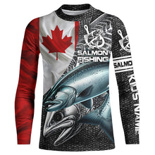 Load image into Gallery viewer, Canadian Flag salmon Fishing Custom long sleeve performance Fishing Shirts, Salmon Fishing jerseys NQS3803