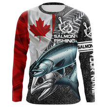 Load image into Gallery viewer, Canadian Flag salmon Fishing Custom long sleeve performance Fishing Shirts, Salmon Fishing jerseys NQS3803