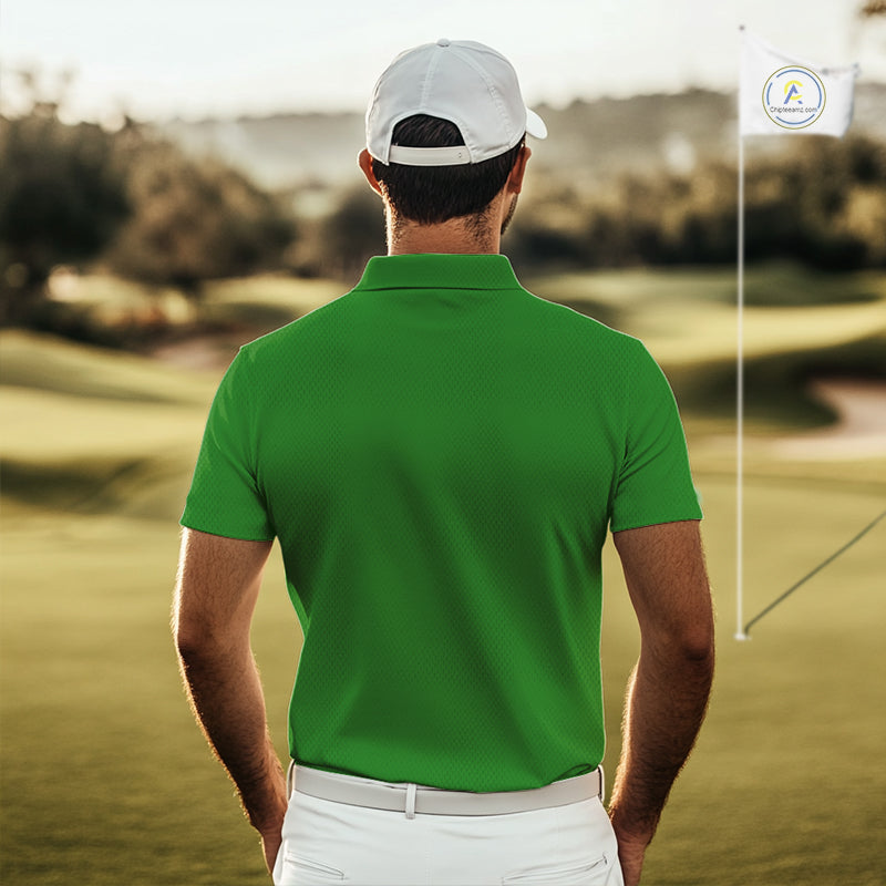 Green Christmas Funny Santa Golf Polo Shirts For Men Custom Xmas Mens Golf Attire, Christmas gifts NQS10927