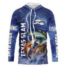 Load image into Gallery viewer, Texas Slam Fishing blue lightning jerseys custom performance Long Sleeve tournament fishing shirts NQS9236