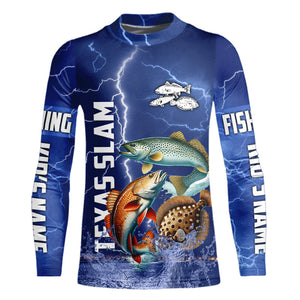 Texas Slam Fishing blue lightning jerseys custom performance Long Sleeve tournament fishing shirts NQS9236