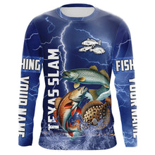 Load image into Gallery viewer, Texas Slam Fishing blue lightning jerseys custom performance Long Sleeve tournament fishing shirts NQS9236