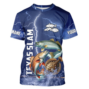 Texas Slam Fishing blue lightning jerseys custom performance Long Sleeve tournament fishing shirts NQS9236