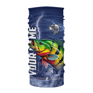 Peacock Bass Fishing blue lightning jerseys custom performance Long Sleeve tournament fishing shirts NQS9237