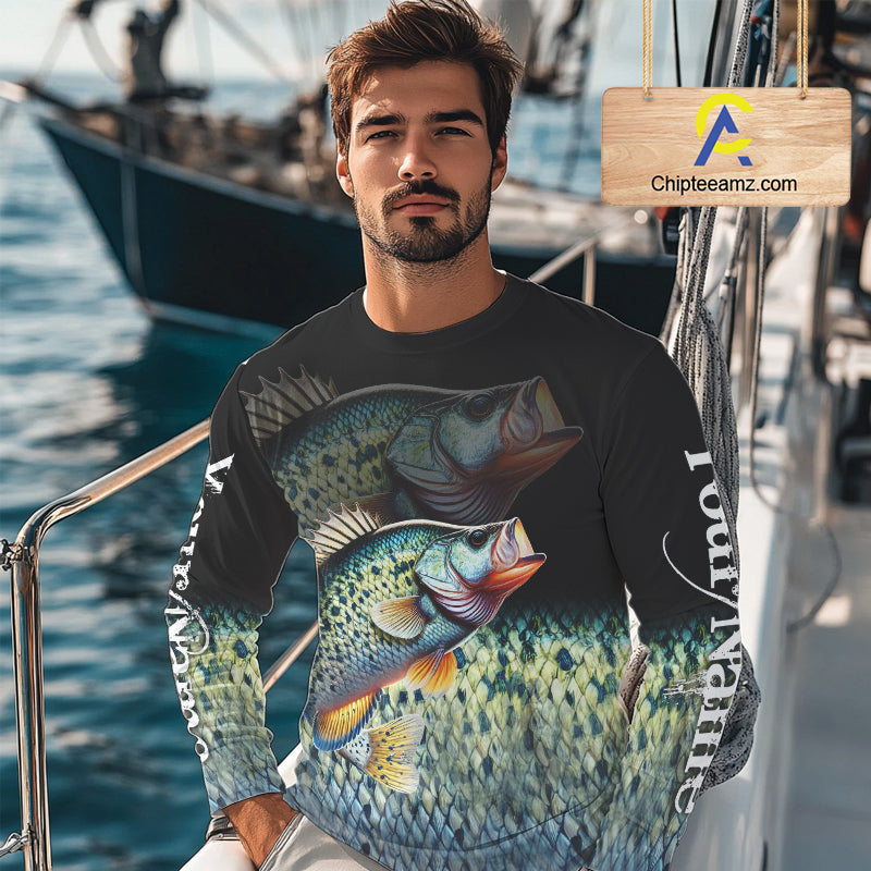 Crappie fishing scales Custom name sun protection personalized fishing gifts, Crappie fishing jerseys NQS11301