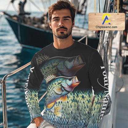 Crappie fishing scales Custom name sun protection personalized fishing gifts, Crappie fishing jerseys NQS11301
