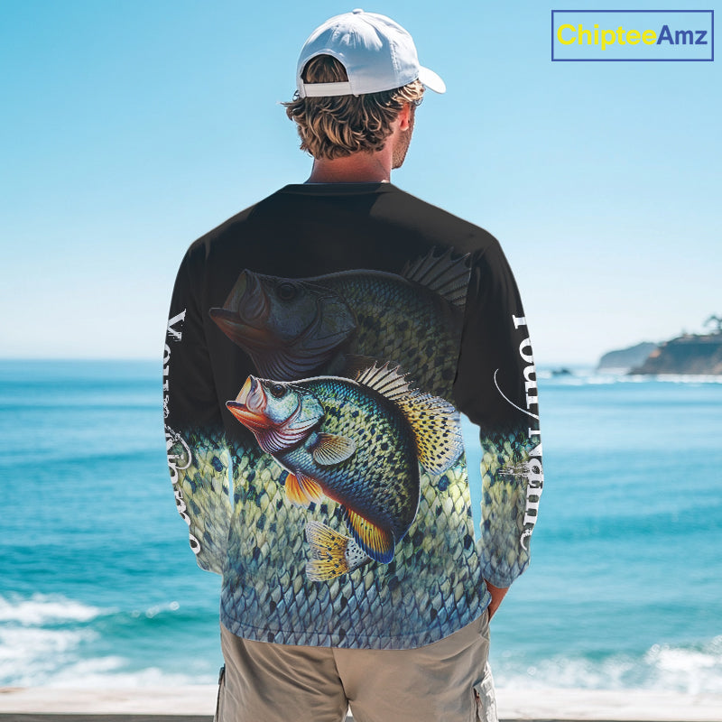Crappie fishing scales Custom name sun protection personalized fishing gifts, Crappie fishing jerseys NQS11301