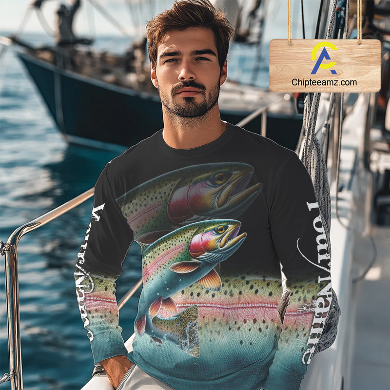 Rainbow Trout fishing scales Custom sun protection personalized fishing gifts, Trout fishing jerseys NQS11302