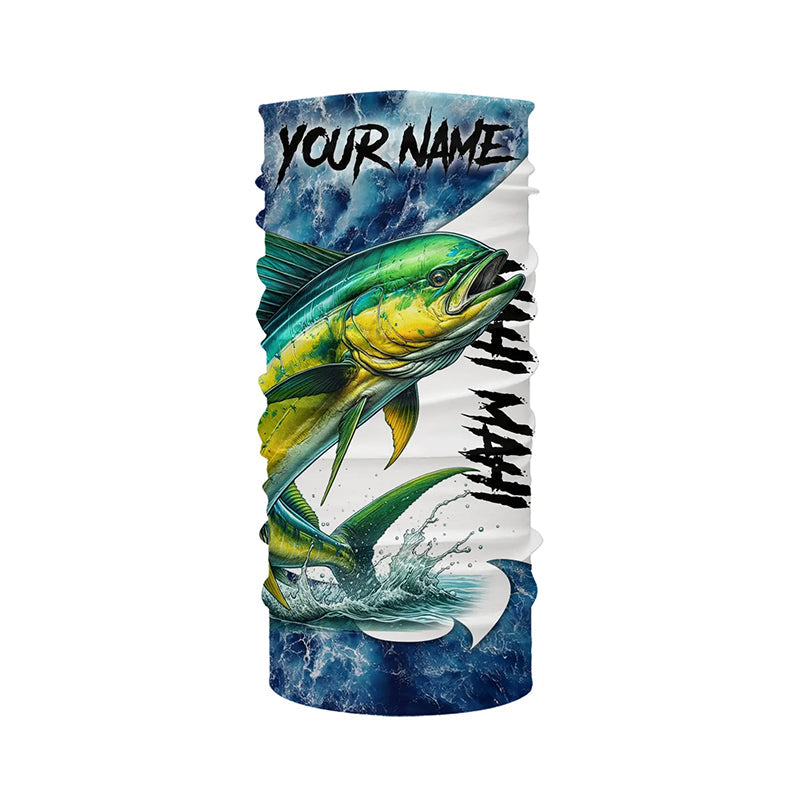 Mahi Mahi Fishing blue ocean sea wave camo Custom long sleeve performance fishing jerseys shirts NQS7886