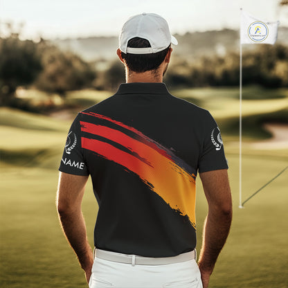 Black and Orange gradient flame golf ball Men golf polo shirts custom mens golf clothes, golfer gifts NQS10168
