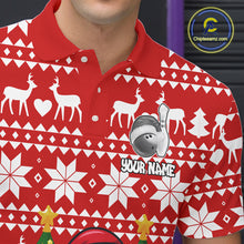 Load image into Gallery viewer, Funny Santa Christmas Mens Bowling Polo, Quarter Zip Shirts Custom Team Bowling Jersey | Red NQS10936