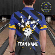 Load image into Gallery viewer, Retro Blue and Yellow argyle pattern Bowling shirts For Men custom bowling team jersey Bowler Outfits NQS11108