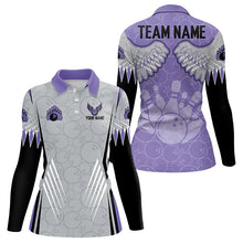 Load image into Gallery viewer, Personalized Bowling Polo, Quarter Zip Shirt For Women Custom Bowling Wings pattern Team Bowler Jersey NQS9254