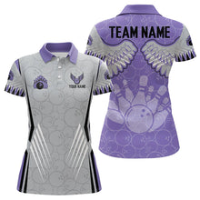 Load image into Gallery viewer, Personalized Bowling Polo, Quarter Zip Shirt For Women Custom Bowling Wings pattern Team Bowler Jersey NQS9254