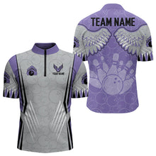 Load image into Gallery viewer, Personalized Bowling Polo, Quarter Zip Shirt For Men Custom Bowling Wings pattern Team Bowler Jerseys NQS9254